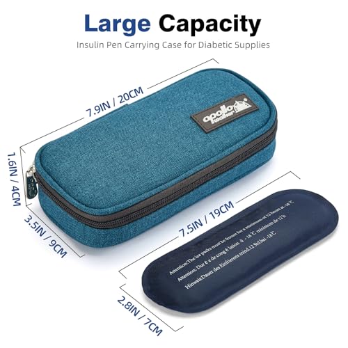 apollo walker Insulin Cooler Travel Case with Ice Packs and Insulation - color: Teal, size: Small