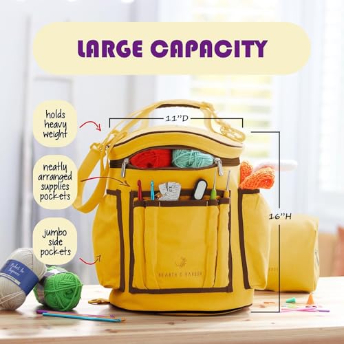 Crochet Kit for Beginners Adults and Kids - Beginner Crochet Kit for Adults with Step-by-Step Video Tutorials, Amigurumi and Crocheting Kit, Crochet Starter Kit with Soft Crochet Yarn and Crochet Bag - color: Mustard, style: Crochet Kit + Bag