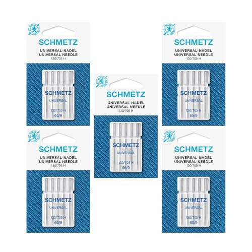 SCHMETZ Universal Sewing Machine Needles - Size 65/9, 5-Needle Cards, Pack of 5 - size: 5 Cards (25 Needles)