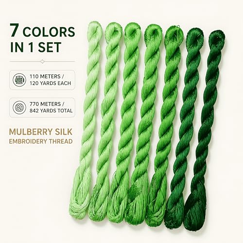 Natural 100% Silk Thread, Handmade Embroidery Thread Silk Floss 7 Colors 110m Each (90) - color: 90