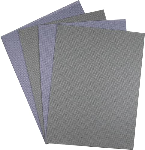 KCS 4 pc of 12" x 18"(30cmx45cm) 14CT Counted Cotton Aida Cloth Cross Stitch Fabric (Light Steel Grey+Medium Grey) - color: Light Steel Grey+medium Grey