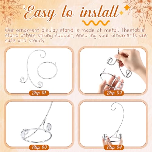 MorningRo 1 Pcs Ornament Display Stand 7.5" Height Ornament Stand Holder Ornaments Hanger Terrarium Bracket Air Plant Holder Hanging Hook for Christmas Home Party Wedding Decoration(Silver) - color: Silver