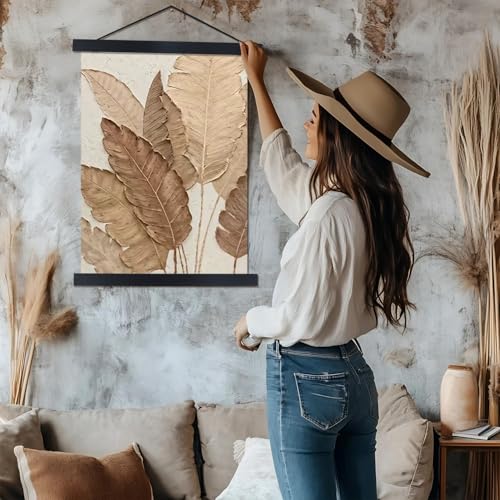 2 Pack Magnetic Poster Hanger Frame, 15x36 15x30 15x21 Light Wood Wooden Magnet Canvas Artwork Print Dowel Poster Hangers for Frames Hanging Kit (Black, 15", 2 Packs) - color: Black, size: 15 inch(2 Pack)