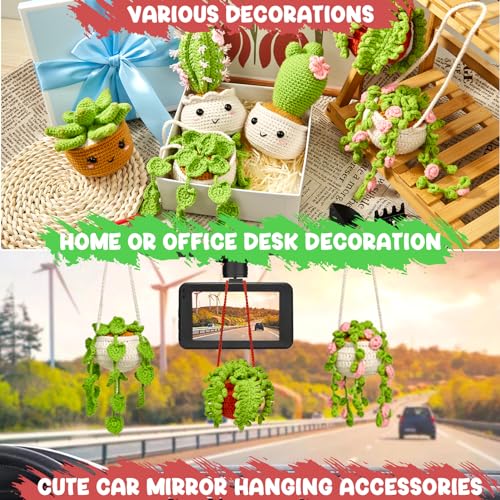MAGIMUSE Crochet Kit for Beginners, Crochet Starter Kits, Amigurumi Craft Knitting Crocheting Kits with Step-by-Step Video Tutorials, 6 Pack Hanging Potted Plants Family(40%+ Yarn)