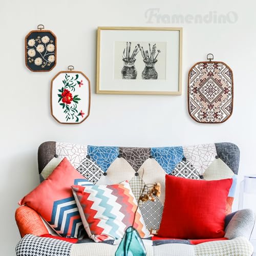 Framendino, 3 Pack Imitation Wood Embroidery Hoops Cross Stitch Craft Hoop Frame for Home Decoration 3 Sizes - size: 3 Sizes