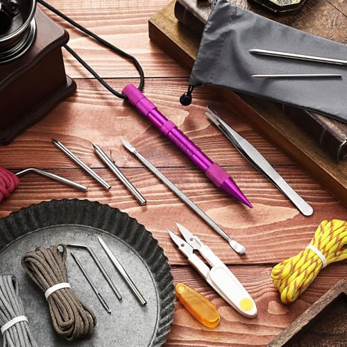 Ferraycle 12 Pcs Paracord FID Set Stainless Steel Needles,Pink - style: Pink