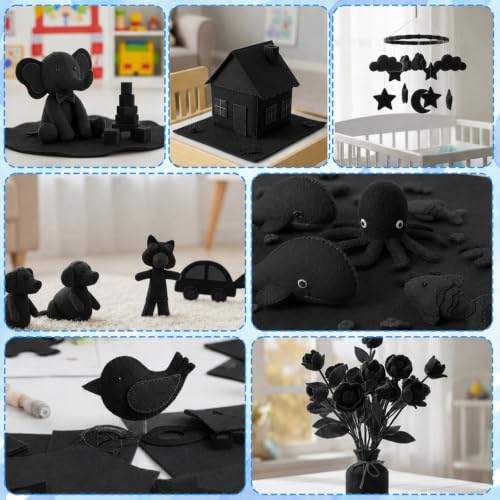 Ymapinc 10Pcs Black Felt Fabric Sheets, 11.7x7.8 Inch - color: Black