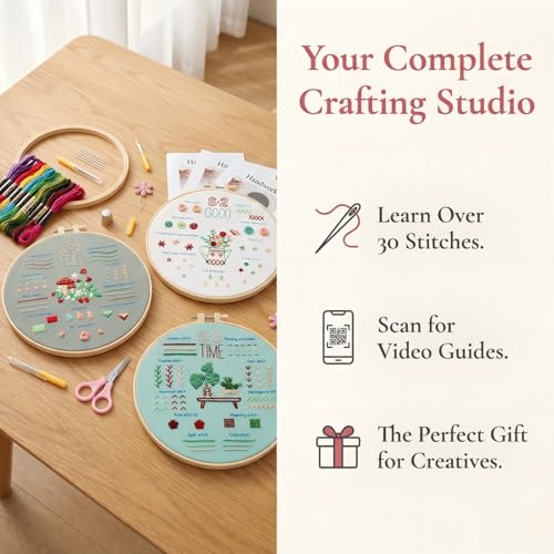 QIZUOLIFE Embroidery Kits for Adults, Water Soluble Embroidery Patterns