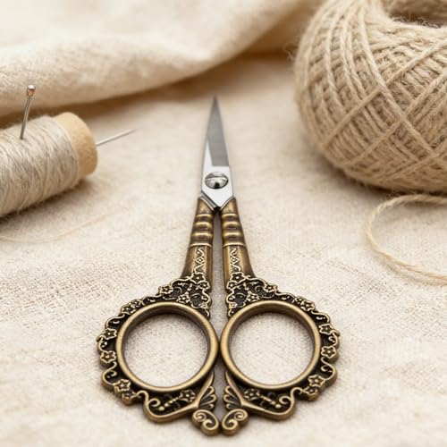 Vintage Embroidery Scissors With A 4.7-inch Petal Design, Stainless Steel Sharp Fabric Cutting Scissors, Ideal for Crafts, Art, Sewing, DIY Tools - Bronze