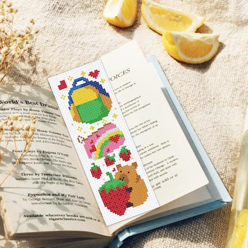 ORIGACH 6 Set Cartoon Animal & Reading Elements Cross Stitch Bookmark Kit - style: Cartoon Animal & Reading Elements