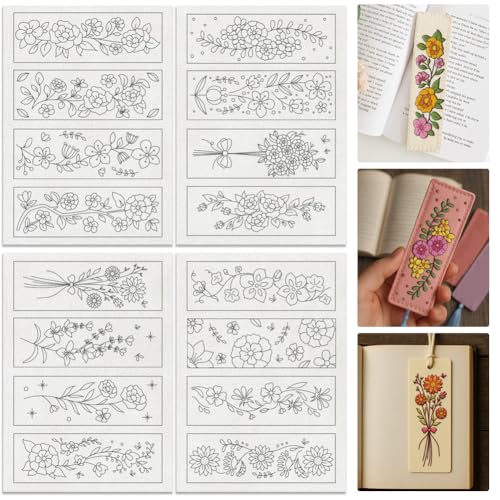 16Pcs Floral Bookmark Corner Water Soluble Hand Sewing Stabilizer - style: Flower Vine A