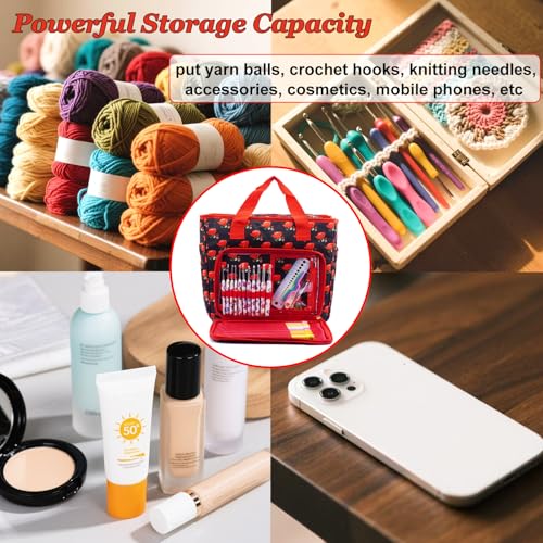 Knitting Bags and Totes Organizers Large Yarn Bags(Red Rose) - color: Red Rose