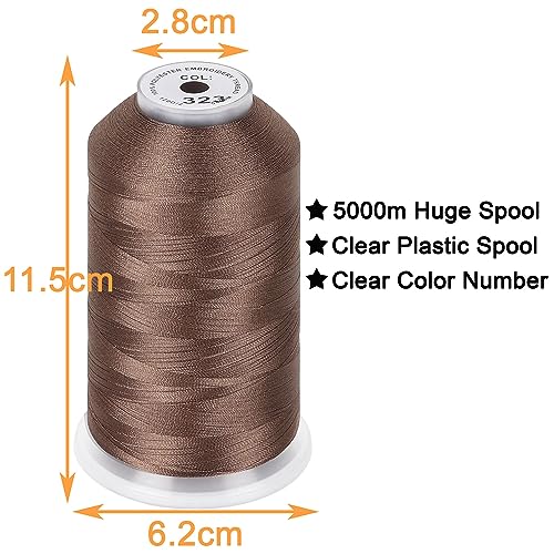 New brothread 2 Huge Spools Embroidery Machine Thread -Light Brown - color: Light Brown-323