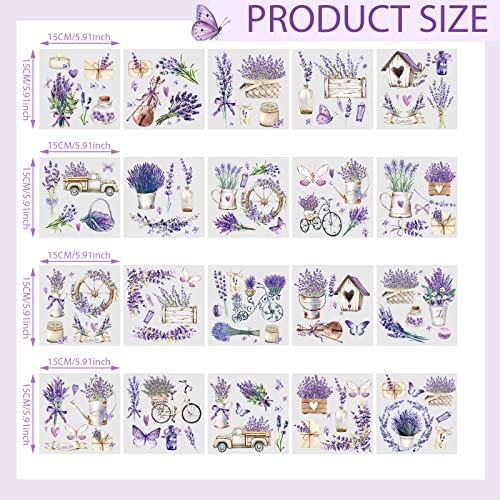 Noveread 20 Sheets Lavender Rub on Transfers for Crafts and Furniture