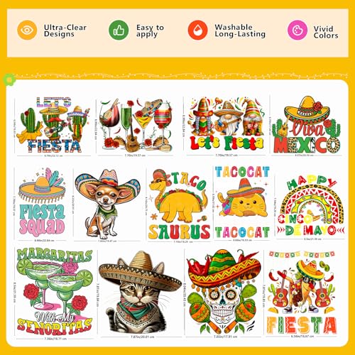 Cinco de Mayo Iron on Transfers Heat Transfer Viny 28pcs - color: Green