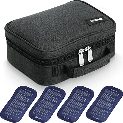 AUVON Large Insulin Cooler Travel Case, 4×160g for Longer Cooling Effect - color: Black