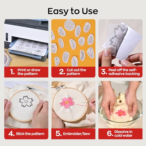Poolin Printable Water Soluble Stabilizer for Embroidery, 8.5 x 11 Inch - size: 10pcs 8.5”x11”