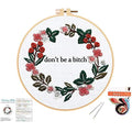 Louise Maelys Cross Stitch Kit Full Range DIY Floral Wreath with Funny Sayimg Embroidery Kit for Beginner - color: Floral-1