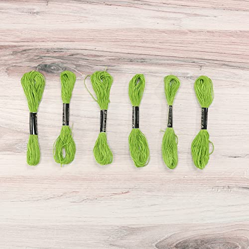 Embroidery Floss Pack – 6 Skeins, 8.7 Yards Each – Grass Green Embroidery Floss for Needlework, DIY Bracelets, Crafting, Weaving - color: Grass Green