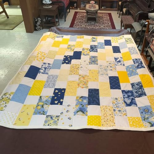 7 Pcs Yellow Printed Cotton Fabric, Precut Quilting Fabric 15.7x19.7 Inch - color: Yellow Daisy