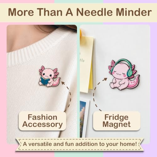 Kraftex Magnetic Needle Minder. Needleminder for Embroidery & Sewing. Cute Needlepoint Accessories. Magnetic Needle Holder for Cross Stitch. Cute Magnet Pin Gift - color: Axolotls
