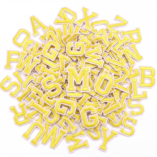 Boao 104 Pcs Iron on Letters Patches for Fabric,Gold - color: Gold