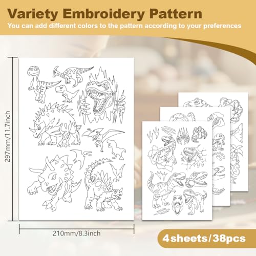 38Pcs Fierce Dinosaur Water Soluble Sewing Stabilizers