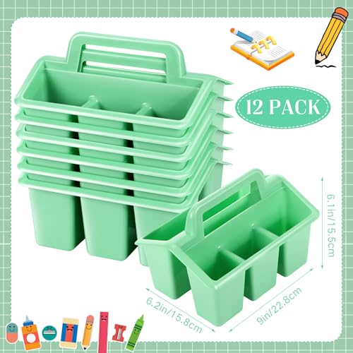 WILLBOND 12 Pcs Classroom Storage Caddies Stackable Utility Caddy, Green - color: Green