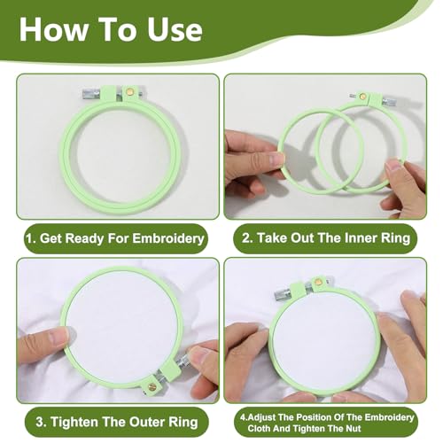 3 Pack Size Round Embroidery Hoops, Plastic Cross Stitch Hoop, Reusable Embroidery Hoop for DIY Sewing Project(Multi Color)