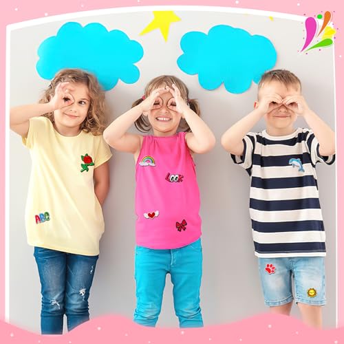 AUGSUN 36pcs Cartoon Embroidered Patches Random Assorted Styles Cute Theme Iron on Patches DIY Sew Applique Repair Patch Cute Preppy Sew on Patches for Backpacks Pants Clothes Jeans - style: Cartoon