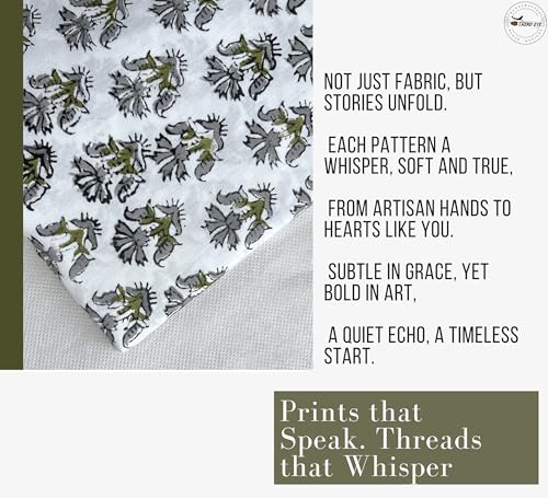 100% Cotton Fabric by the Yard, Hand Block Print Fabric for Sewing RB-101 - color: Rb-101 Grey, size: 3 Yard pre cut