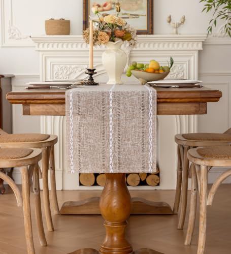 Rustic Linen Table Runner, Brown Table Runners 36 inches Long - color: Brown, size: 13×36 Inch