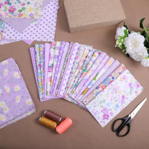 84 Pcs Purple Precut Quilting Cotton Fabric Squares 8 x 8‑Inch - color: Purple, size: 8″
