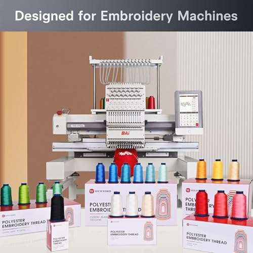 BAI Embroidery Machine Thread, 2 Spools Black Polyester Embroidery Thread, 5000 Yards Each, 40WT High-Speed Thread for Commercial Multi-Needle Machines, Hats, Logos & Bulk Production - color: 2 Balck