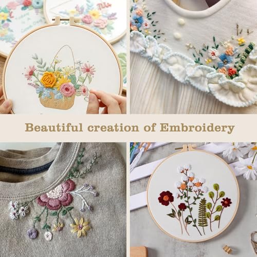JINSILU Beginner Embroidery Stitch Book Kit, 86-Piece Set, 24 Colors
