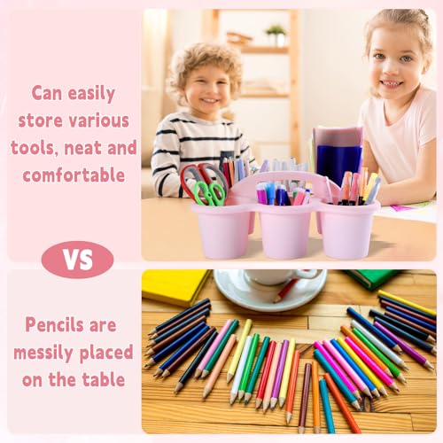 gisgfim 6 Pack Classroom Caddy Organizer with Handle, 6 Compartments, Pink - color: Pink