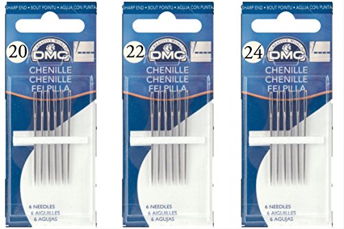 3 Piece Chenille Needle Bundle: Sizes 20, 22, 24