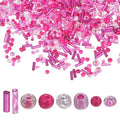 MECCANIXITY 5000 Pcs Mixed Glass Seed Beads, 1.5-6mm Mini Loose Glass Bugle Spacer Bead Embroidery Beads for DIY Craft Projects Earrings Necklaces Bracelets Jewelry Making, Rose Red - color: Rose Red