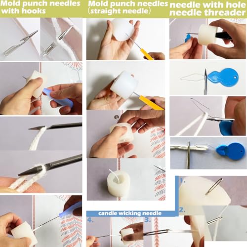 31PCS Wick Kits for Candle Making Wicks Inserting Nursing with Storage Bag Large Hole Needles for Silicone Candle Mold Hook Eye Punch Needle,7in Wicks Trimmer & Dipper,Wick Roll 200 Ft ect - color: 31PCS