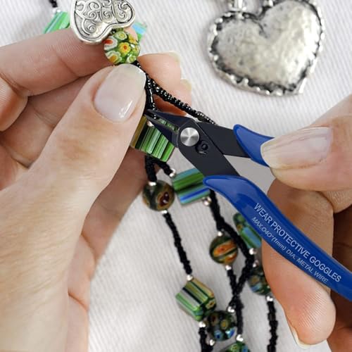 KAIHAOWIN Micro Wire Cutters with Spring, 2 Pack, 5 inch Precision Mini Flush Cutters Bulk, Nippers, Flush Cutting Pliers, Wire Snips, Small Side Cutters for Electronics Crafts Jewelry-Blue - size: 2 Pack
