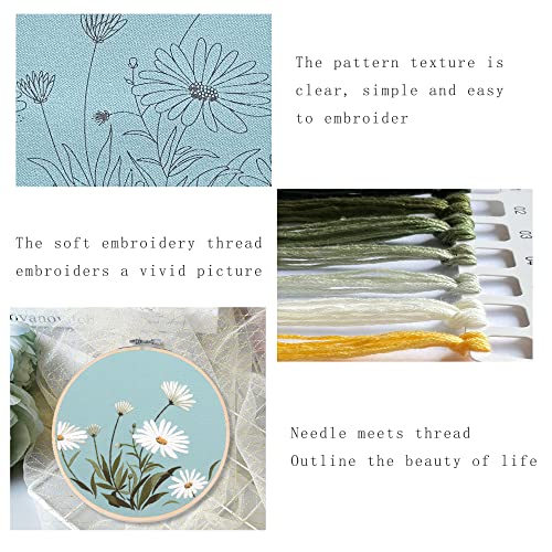Silentsea 3 Sets of Starter Kits for Embroidery Beginners, Including 3* Embroidery Cloth with Patterns, Hoop, Needle, Manual and Other Manual DIY Tools Needed for Embroidery - color: multicolor