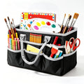 Craft Organizer Tote Bag, Art Supply Storage Bag for Art Supplies - color: Black & Gray (6.5"D x 13"W x 8.5"H)
