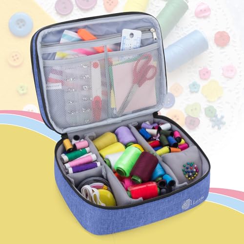 Luxja Double-Layer Medium Sewing Organizer, Dark Blue - color: Dark Blue, size: Medium