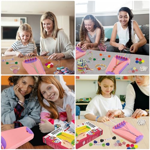 Maynacs Friendship Bracelet Making Kit for Girls 8-12, 28 Pre-Cut Threads - color: Pink/Purple