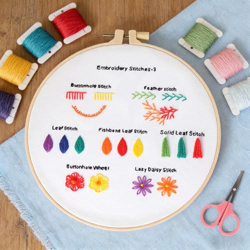 houlishu Classic Hand-Stitched Embroidery Needlecraft Practice Set, Suitable for Beginners and Adults, Includes Various Accessories