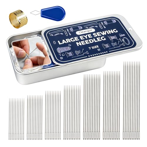 CLEANGOR 70Pcs Sewing Needle Set, 7 Size Large Eye Hand Sewing Needles Kit
