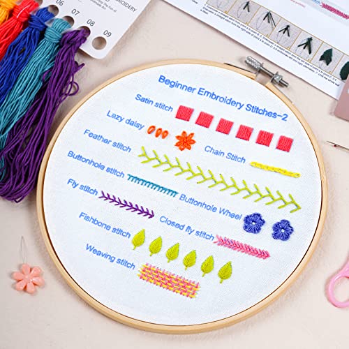 Lystaii Beginners Embroidery Stitch Practice kit, 3 Sets Embroidery Kit for Beginners to Learn 30 Different Stitches for Craft Lover Easy to Follow with Instructions Embroidery Skill Techniques