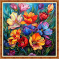 Funchey Counted Cross Stitch Kits for Adults Needlepoint Kits Unprinted Cross Stitching Embroidery Kit 11CT Cross Stitch Supplies-Colorful Flowers 18x18 inch - color: Artcolor04