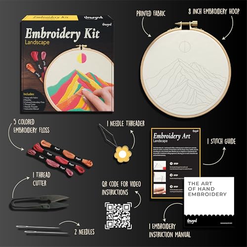 Unwynd Embroidery Kit Landscape for Adults and Beginners,Cross Stitch Craft - style: Pack of 1 - Landscape