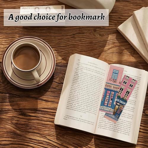 KYOQFVN 6 Pack Book Store Cross Stitch Bookmark, Cross Stitch Bookmarks Kit for Beginners Adults, 14CT Embroidery Bookmark Kit for Book Lovers Starter Craft 6 x 20cm - color: SQH002